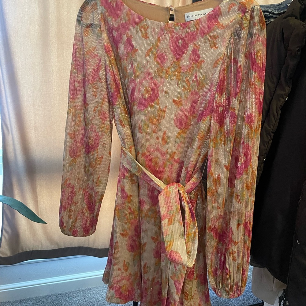 Dress the Population Pink and Orange Floral Dress